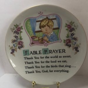 Vintage Table Prayer Plate 7.5”